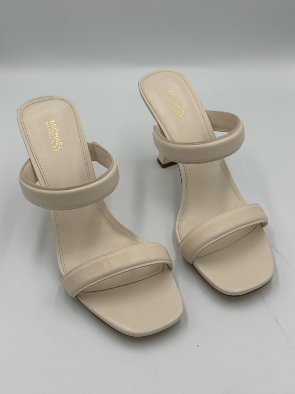 Michael Kors Strappy Slide Heels Nude Minimal Sandals Womens 9.5 M - Picture 2 of 7